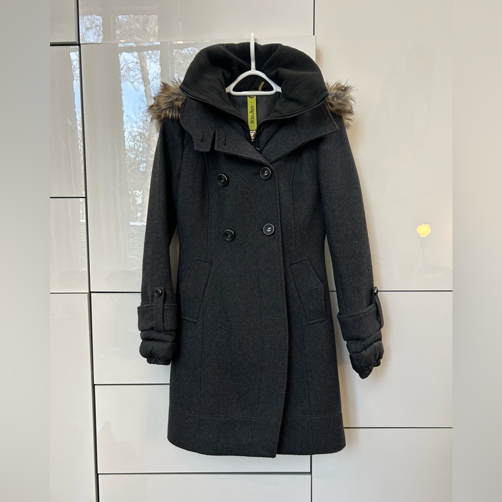 Soia & Kyo dark grey wool coat xs